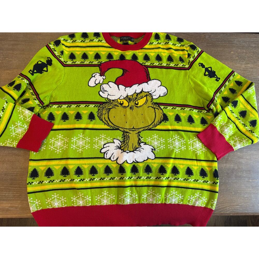 JUNK FOOD CLOTHING Grinch Ugly Christmas Sweater Top Men 4XL Holiday
